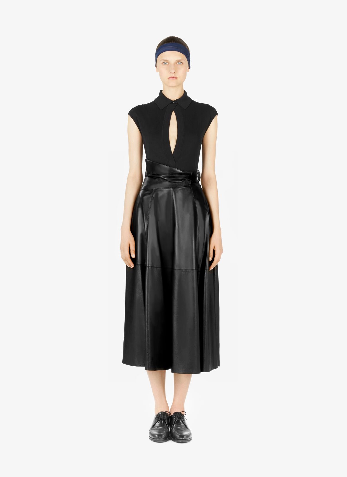 Jupe À Empiècements En Cuir D’Agneau ALAÏA JUPE À EMPIÈCEMENTS EN CUIR D’AGNEAU NOIR